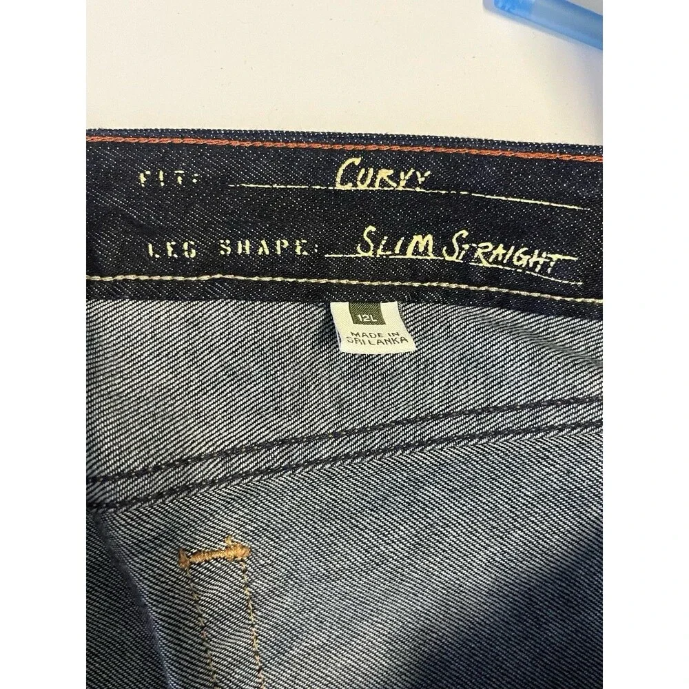 Eddie Bauer Jeans Women 12L Curve Slim Straight Long Tall Dark Wash